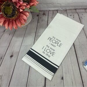 NWT karma boutique White Kitchen tea Towel 100% cotton I love my dog